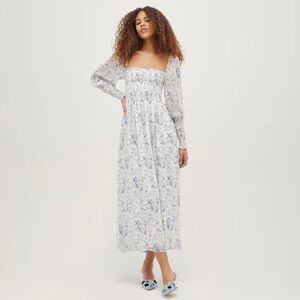 Hill House Home Grace Maxi Nap Dress NWT SIZE S Pressed Flowers Georgette